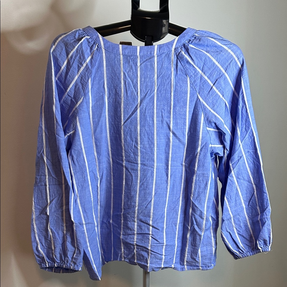 J. Crew Light Blue Striped Blouse - Picture 6 of 7